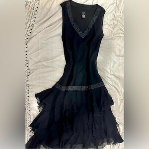 Nicole by Nicole  Miller silk Black Dress  top is relatively sheer 8